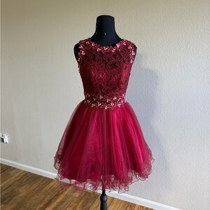 Elegant Burgundy Evening Dress